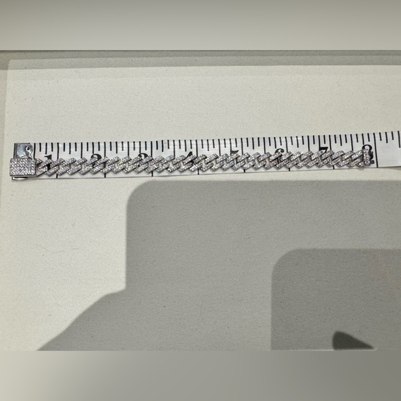 New Moissanite 10MM Cuban Link Bracelet, 18K White Gold Plated Sterling Silver - Picture 14 of 17